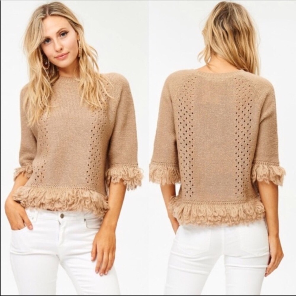 ✨Looped fringe crew neck sweater✨